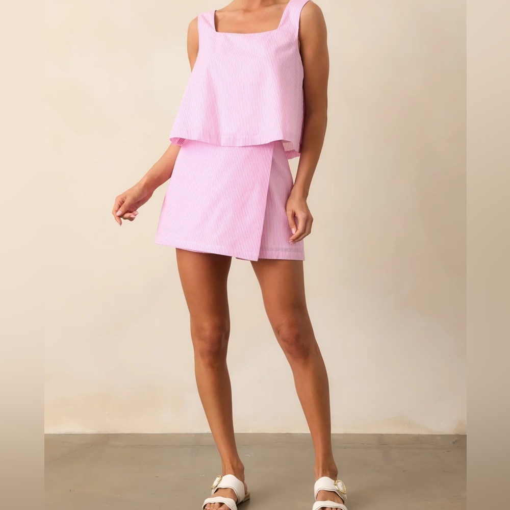 Prosperina Lola Peony Pink Stripe Crop Top - Picture 3 of 3